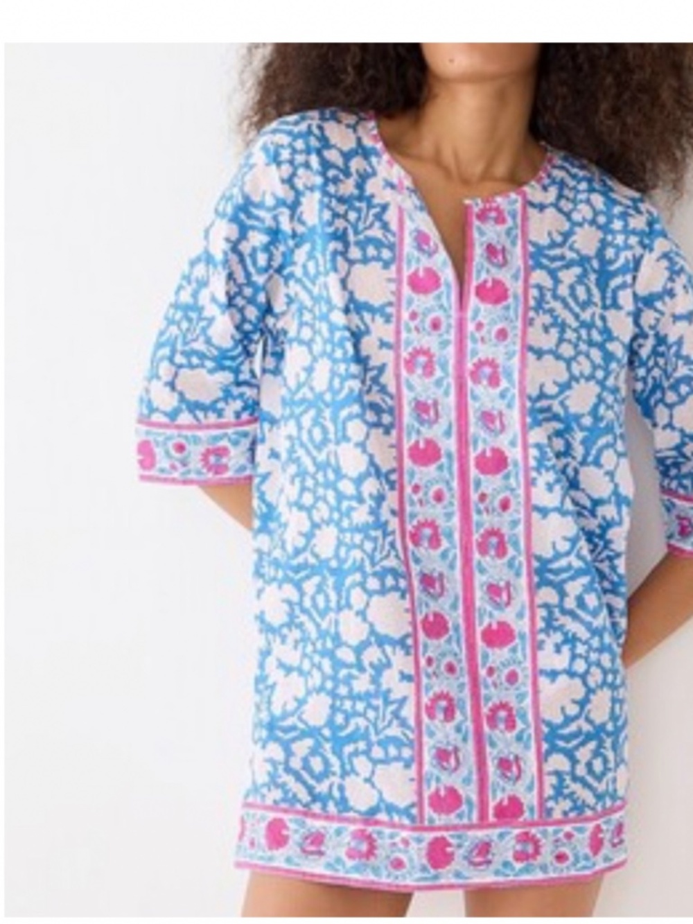 SZ BLOCKPRINTS, HAND BLOCK PRINTED,  SHORT KURTA-COVERUP